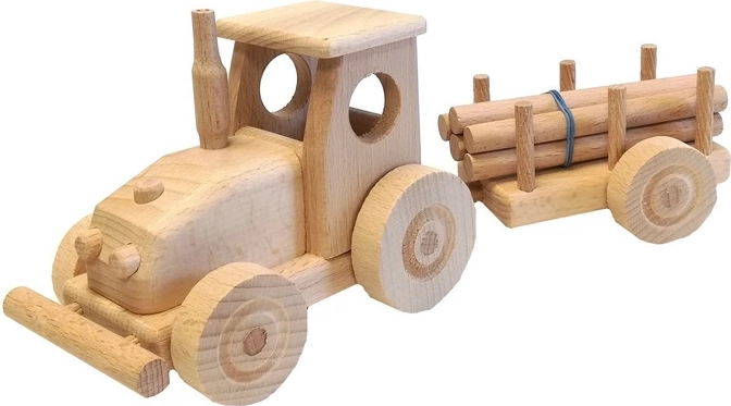 Drveni traktor s prikolicom za djecu
