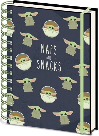 Bilježnica Star Wars: The Mandalorian Snacks and Naps A5 s prstenastom spiralom