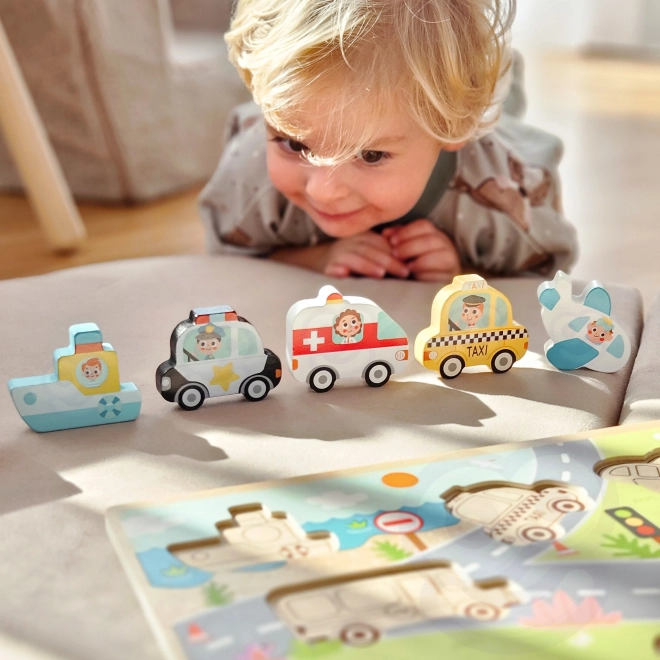 Drvene puzzle Montessori grad