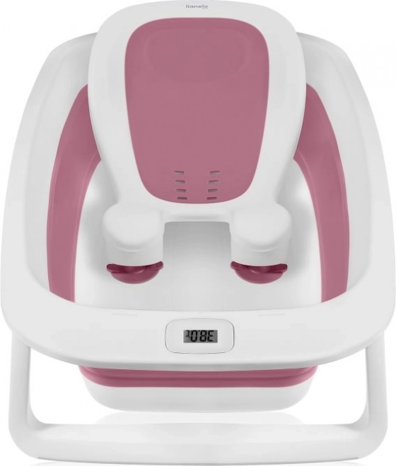 Lionelo sklopiva kadica s termometrom i ležaljkom Pink Magnolia