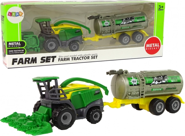 plastični farmerski traktor sa zelenom prikolicom za mlijeko