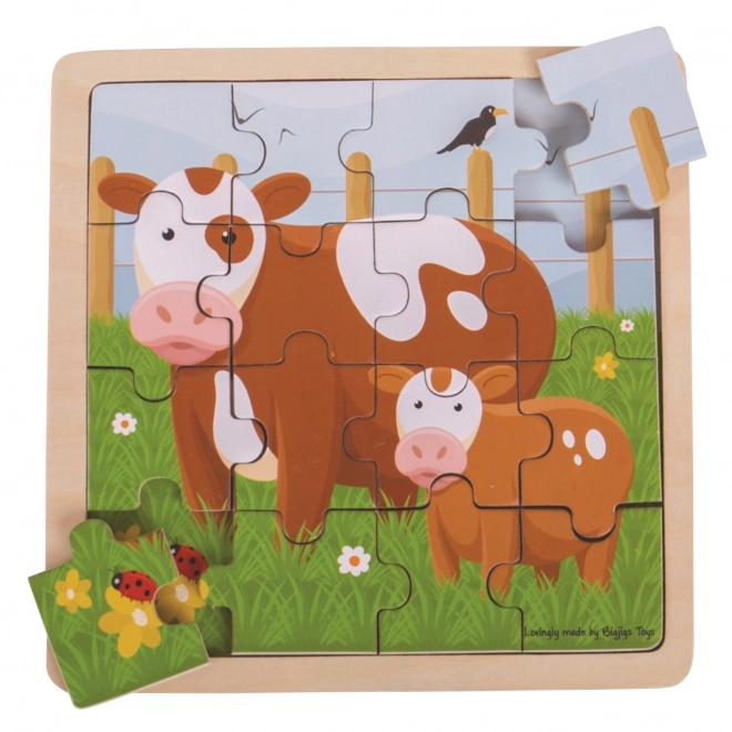 Bigjigs Toys puzzle - Kravička s telićem