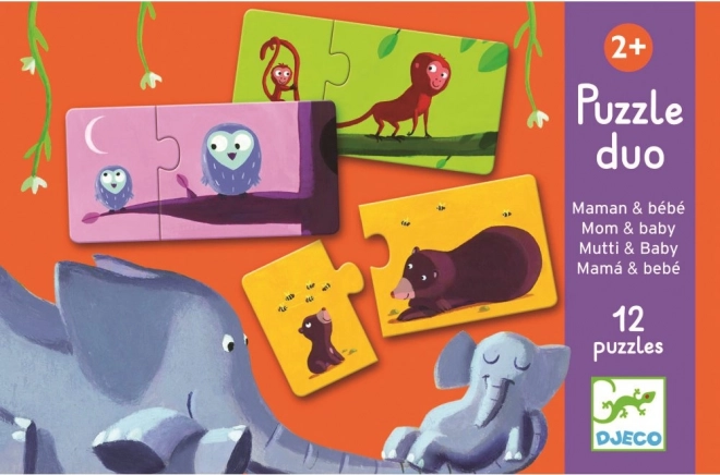 DJECO Puzzle Životinjske mame i mladunci 12x2 dijelova