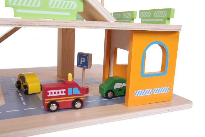 Drvena garažna staza s liftom + autići Ecotoys