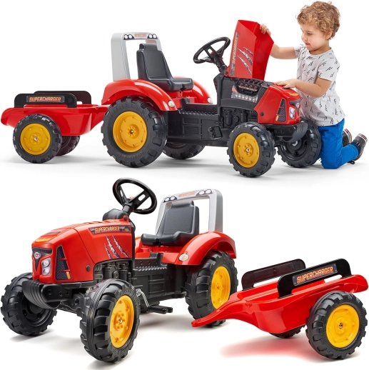 pedalni traktor s prikolicom Red Supercharger od 3 godine