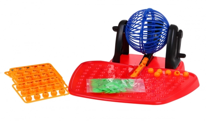 Dječja igra Bingo 4+ Numerička lutrija + Stroj za izvlačenje s bubnjem + Kuglice s brojevima + Karte žetoni