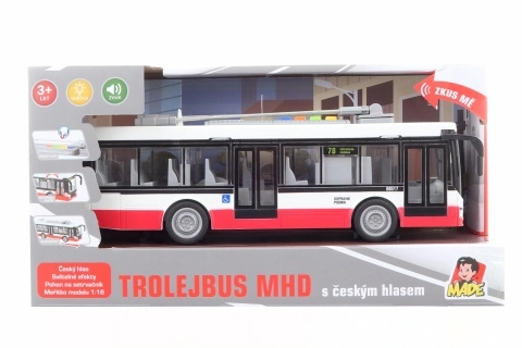 trolejbus s češkim glasom s zamašnjakom i svjetlosnim efektima 28 cm