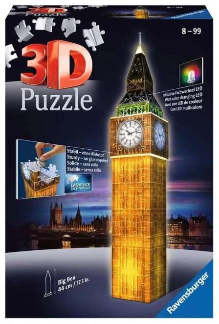 Puzzle 216 dijelova 3D Big Ben Noć