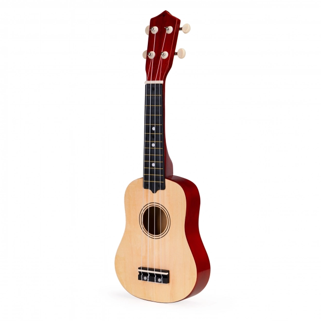 Dječje drveno ukulele s 4 najlonske žice, smeđe ECOTOYS