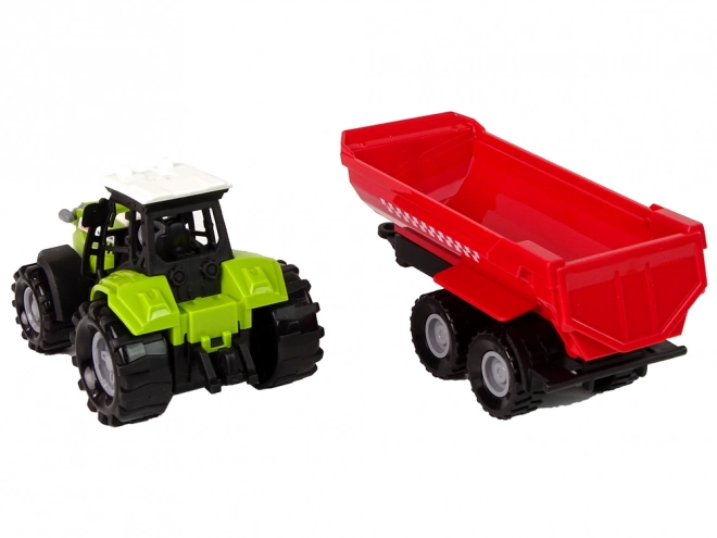 Zeleni traktor s crvenom prikolicom Zvuk