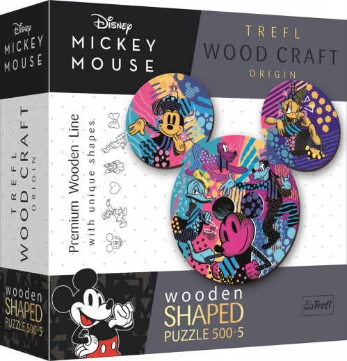 Drvene obostrane puzzle TREFL Wood Craft Origin Mickey Mouse 505 dijelova