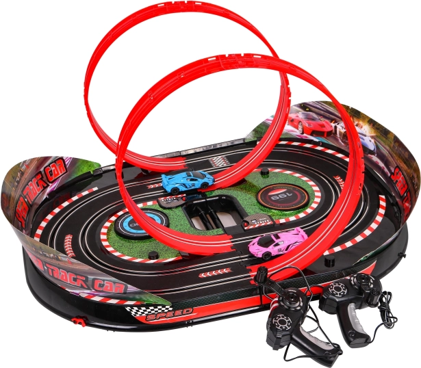 Sklopiva trkaća staza Speed Track s 2 petlje za djecu 6+, ručno upravljanje te svjetlosni i zvučni efekti