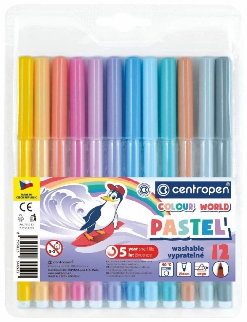 CENTROPEN Flomasteri 12 boja Pastel