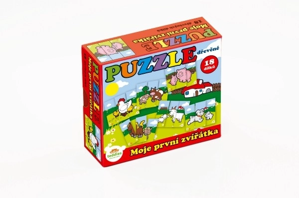 Puzzle Moje prve životinjice drvene 18 dijelova za najmlađe u kutiji 13x11,5x4,5cm 12m+ MPZ