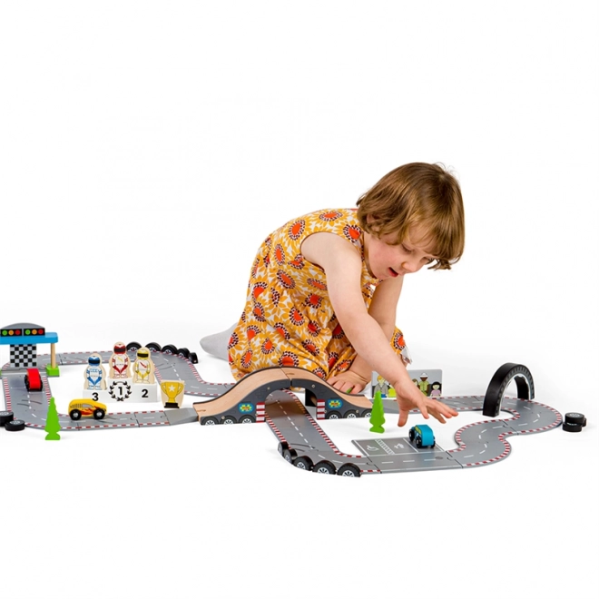 Bigjigs Rail Drvena autodromska staza za utrke dana