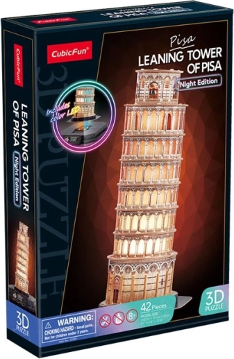 Puzzle 3D LED Noćna edicija: Nacrnjeni toranj u Pisi
