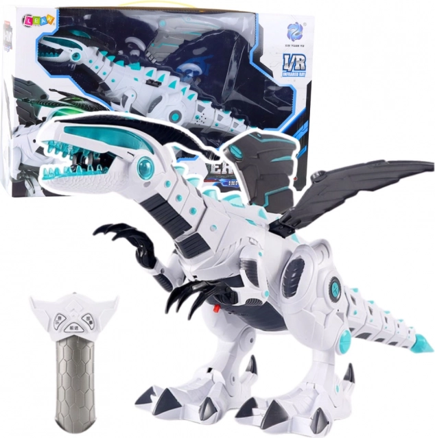 RC robotski dinosaur na daljinsko upravljanje sa svjetlima i zvukovima – bijeli