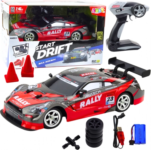 Trkaći RC automobil za drift, crveno-crni, 30 km/h, 1:16