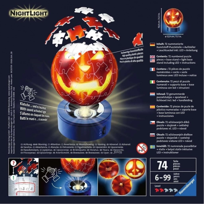 Ravensburger 3D svjetleća bundeva glava 74 dijelova