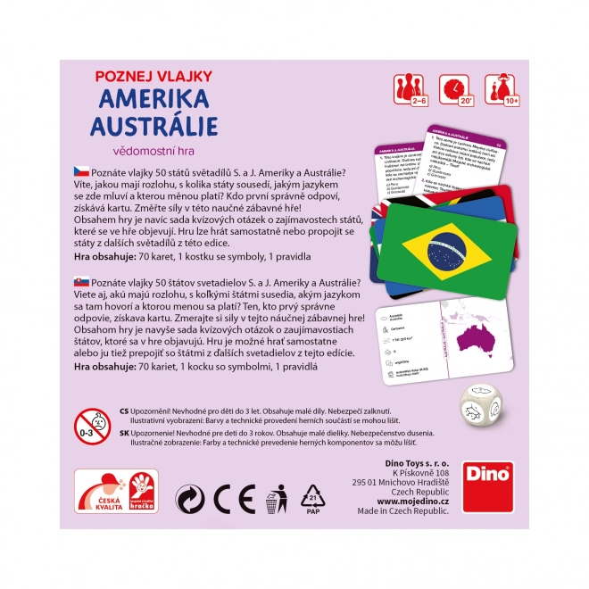 Dino Putna igra Prepoznaj zastave - Amerika i Australija
