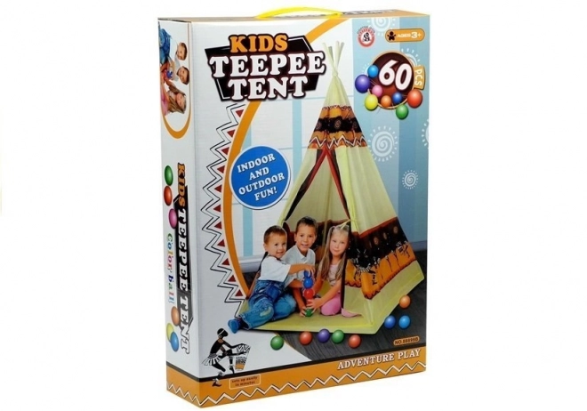 Indijanski šator Tipi + 60 loptica 155 cm