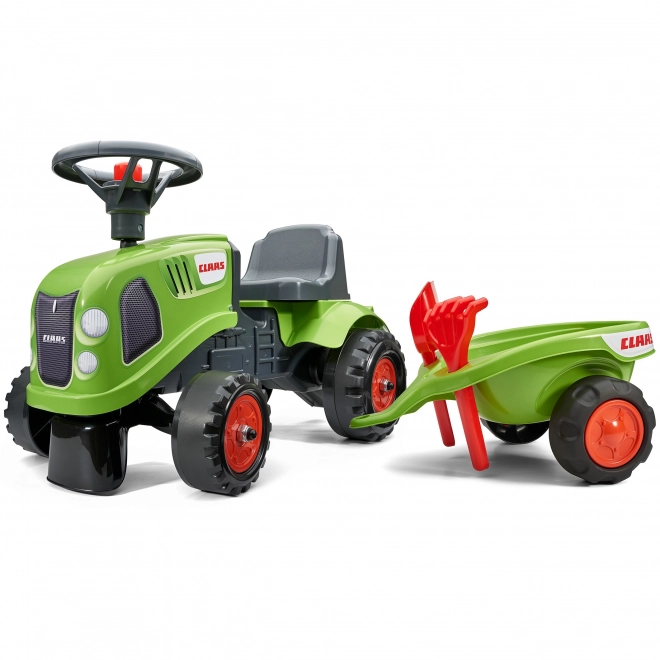 Guralica traktor Claas zelene boje s volanom i prikolicom
