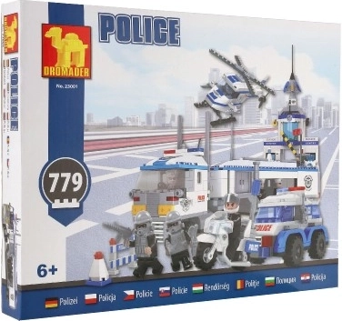 Konstrukcijski set Dromader Policija Auto+Helikopter+Stanica 23001 779 kom u kutiji 55x43x7 cm