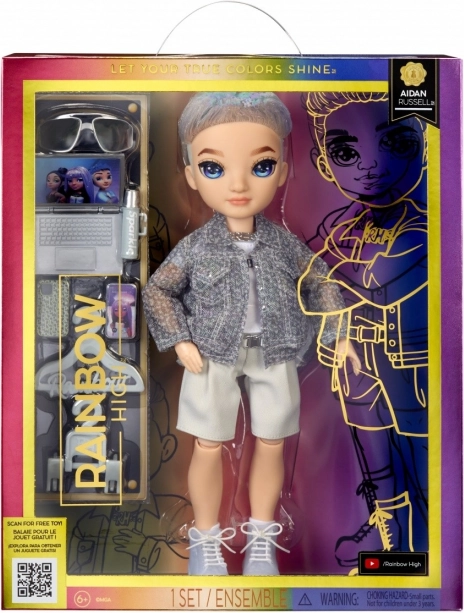 Rainbow High modna lutka Aiden Russell ljubičasta s dodacima