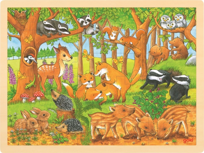 Goki drvene puzzle životinjske mladunčadi u šumi 48 dijelova