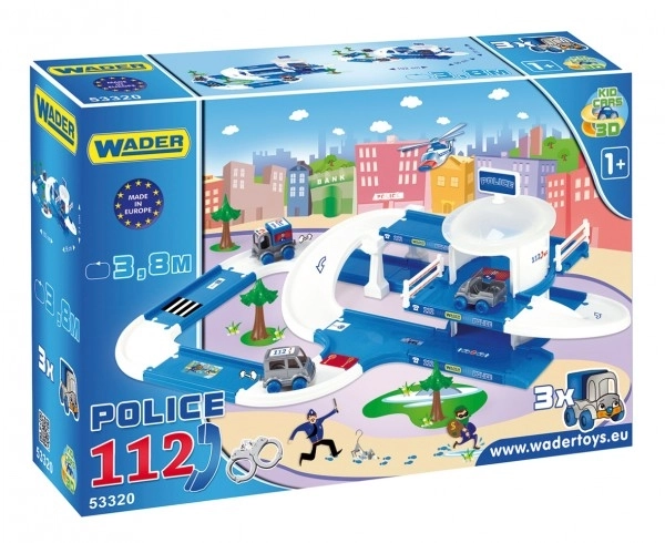 Garaža+staza Kid Cars 3D Policija plastika 3,8m u kutiji 59x40x15cm 12m+ Wader