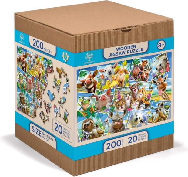 Drvene puzzle 2u1 Životinjske razglednice WOODEN CITY, 505 dijelova