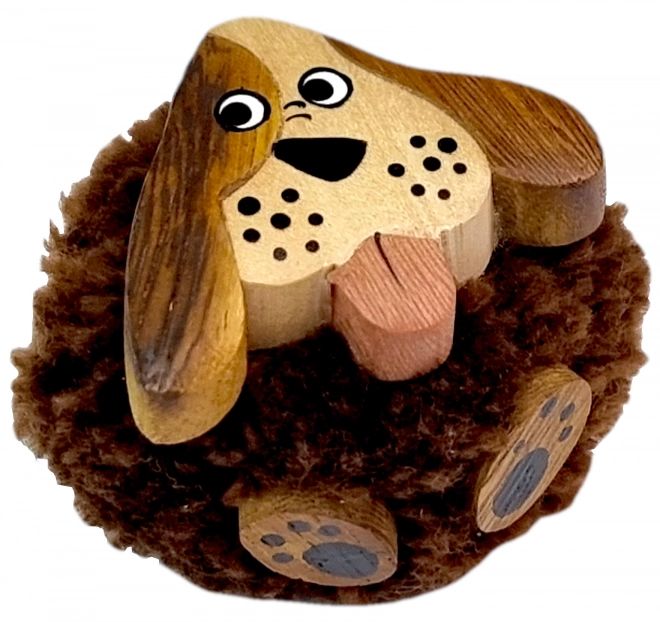 Drvena magnetka pompom pas