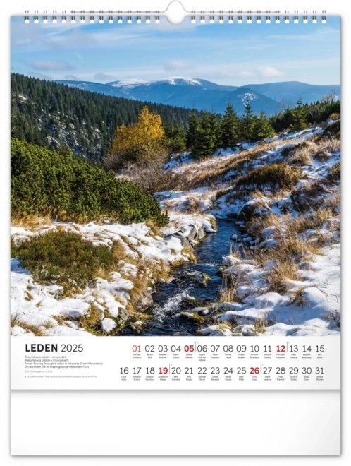NOTIQUE Zidni kalendar Šetnje kroz češki krajolik 2025, 30 x 34 cm