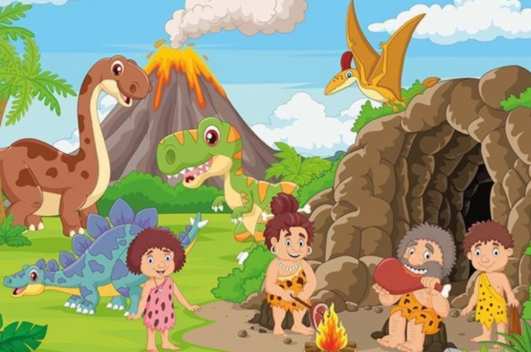Drvene puzzle Obitelj iz kamenog doba 25 dijelova