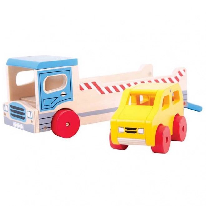 Bigjigs Toys Drveni kamion s osobnim automobilom