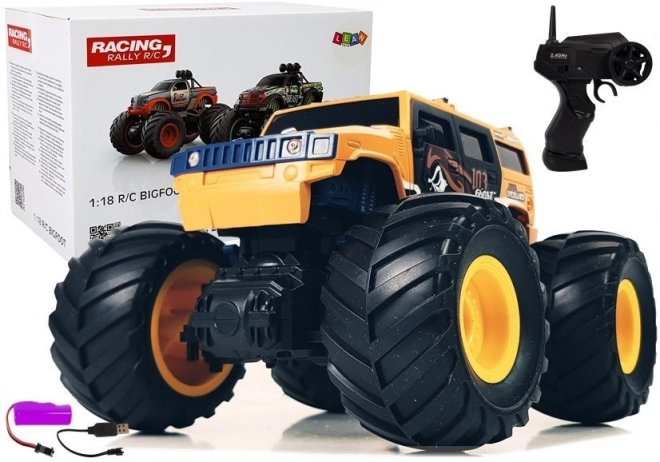 Terensko vozilo s velikim kotačima Bigfoot na daljinsko upravljanje 2.4G 1:18 žuto
