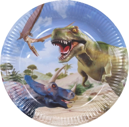 Papirnati party tanjuri DINO 23 cm, 6 kom