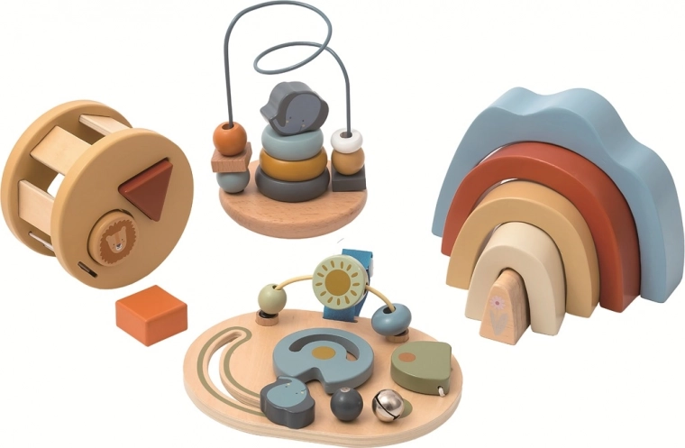 drveni Montessori igraći set 4 u 1 za najmlađe