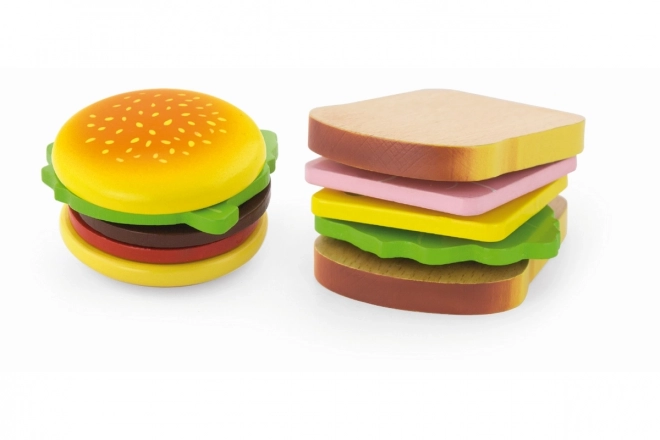 Drveni hamburger i sendvič