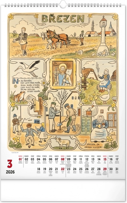 Zidni kalendar Josef Lada 2026