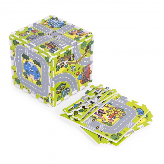 Velika pjenasta prostirka EVA za djecu Grad 90,5x90,5 cm 21 kom ECOTOYS
