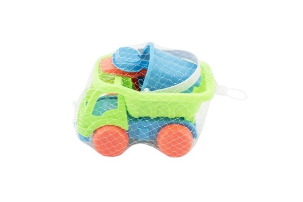Auto za pijesak s dodacima plast 16cm 2 boje u mrežici