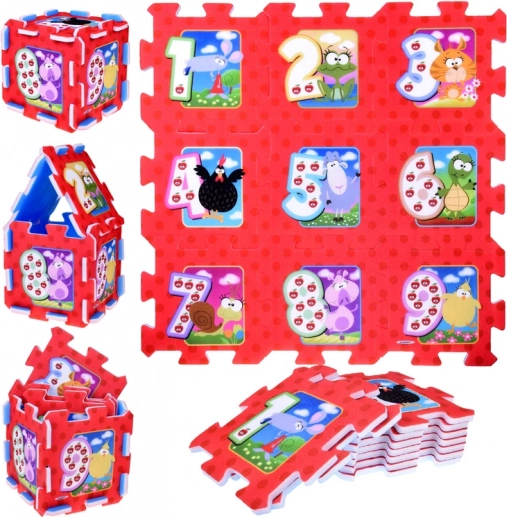 Pjenaste puzzle životinje i brojevi – dječja podloga za igru 93 × 93 cm