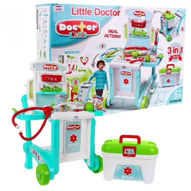 Prijenosni medicinski kabinet za djecu 3+ Kofer + stol + 2 vrste kolica + pribor