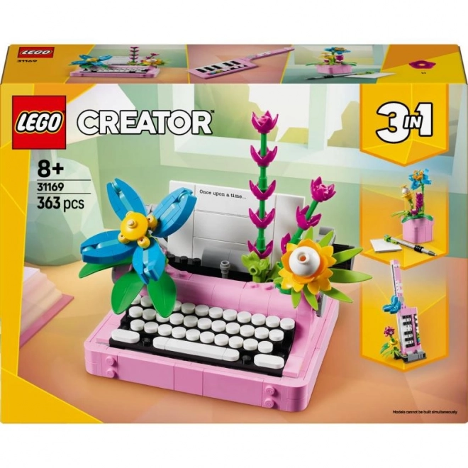 Konstrukcijski set za djecu - Pisaća mašina s cvijećem LEGO Creator 3u1