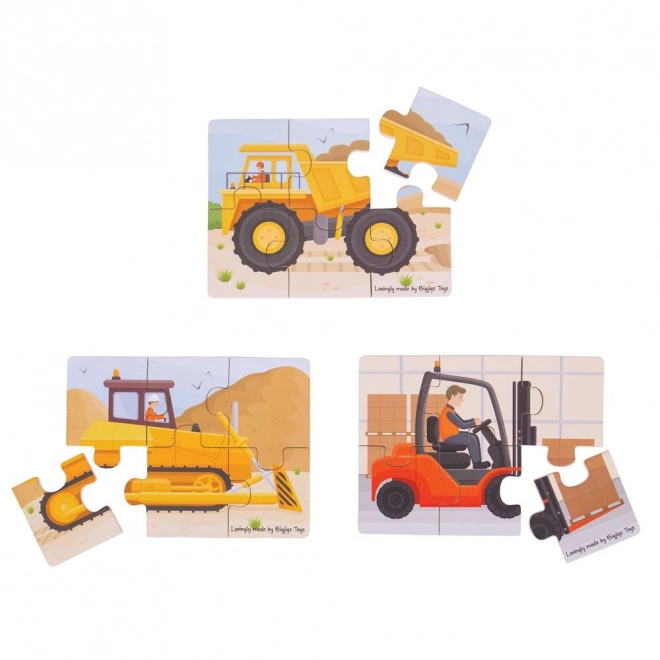 Bigjigs Toys Puzzle 3u1 Građevinska vozila