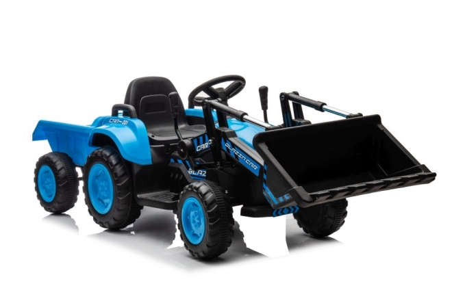Električni dječji traktor s lopatom plavi