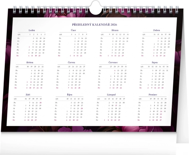 Tjedni planerski kalendar Ljubičasto cvijeće 2026, 30 x 21 cm
