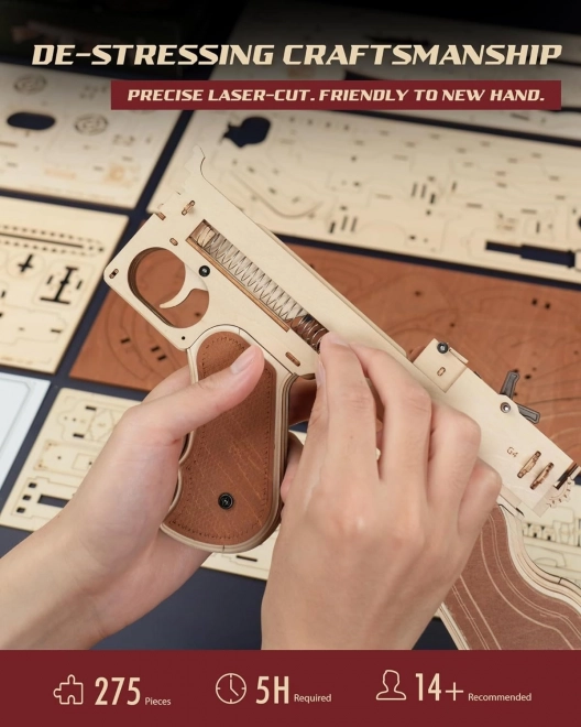 RoboTime 3D drvene mehaničke puzzle Samopal Thompson
