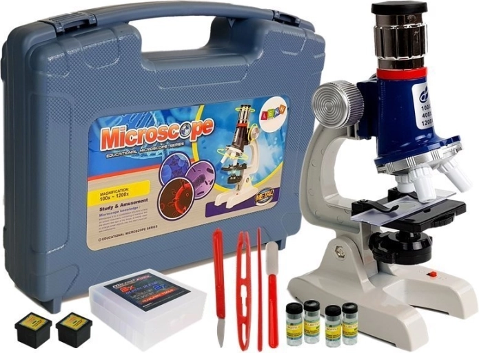 Veliki znanstveni set – dječji edukativni mikroskop 100× 400× 1200× u kovčegu